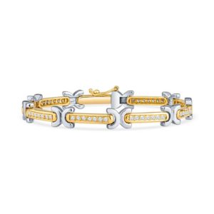 18 Karat Yellow Gold Diamond Link Bracelet